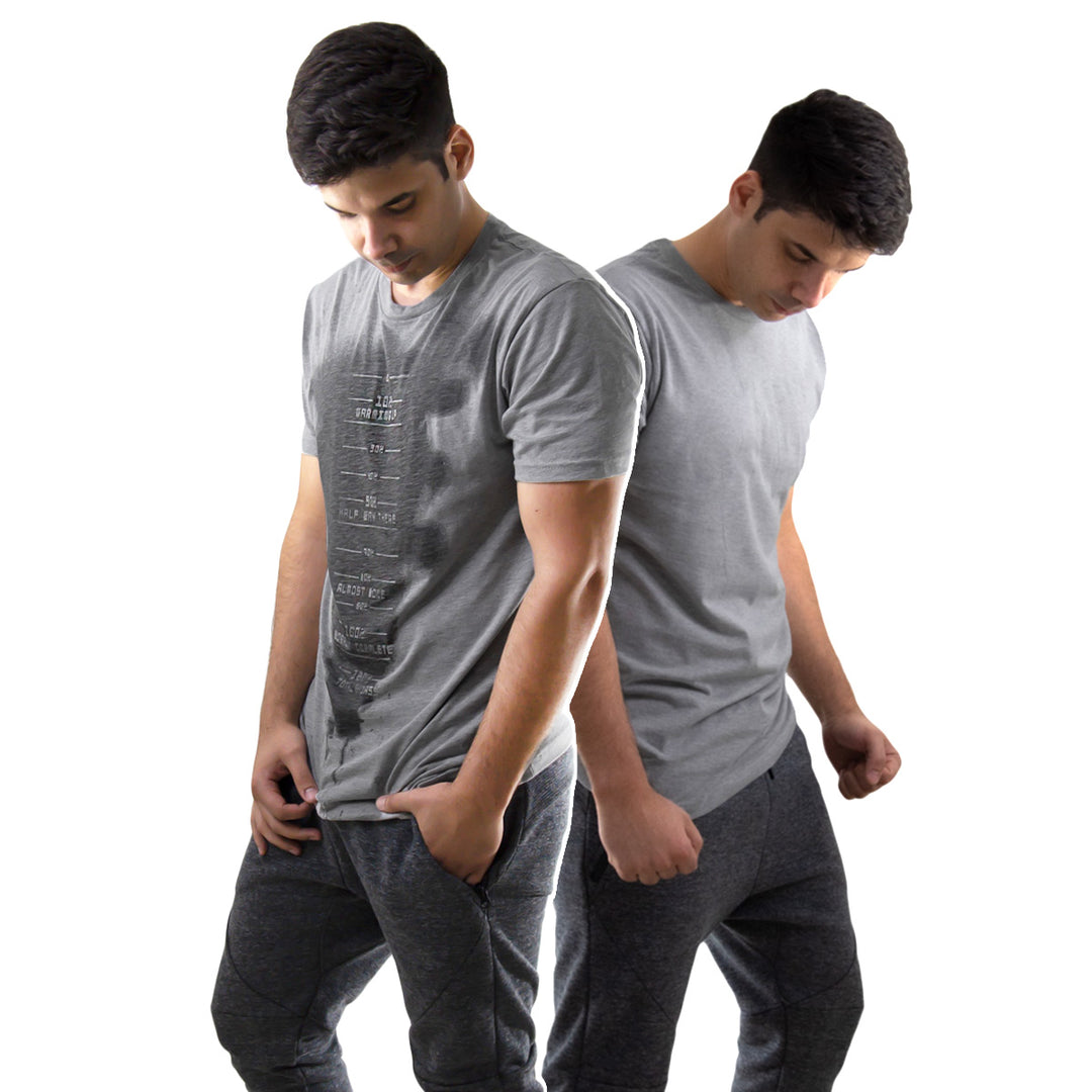 Mens Grey Sweat Activated Workout Muscle Tee
