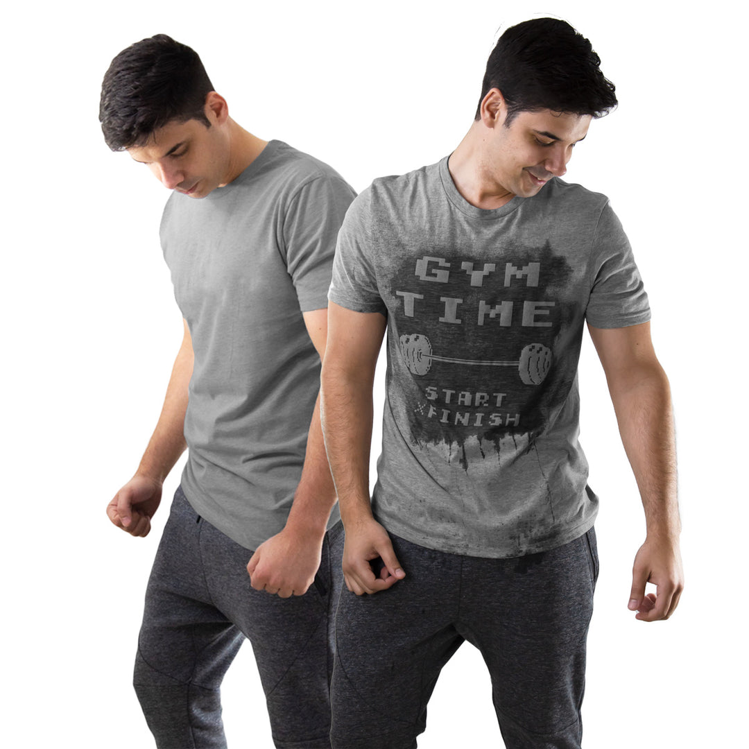 Gym Time Grey Men's Workout Top With Sweat Activated Message