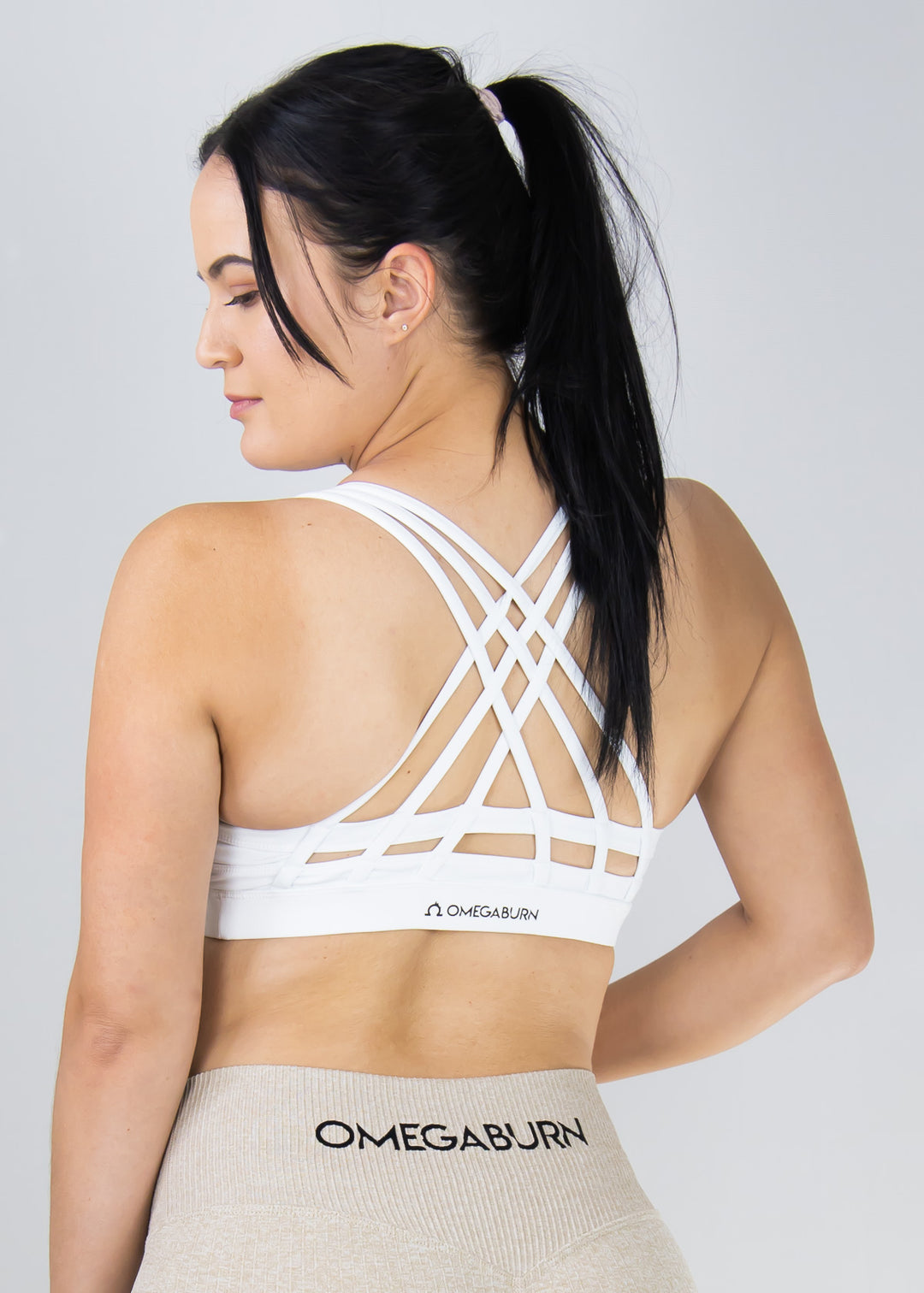 Aim'n - Aimn Ribbed White Sports Bra on Designer Wardrobe