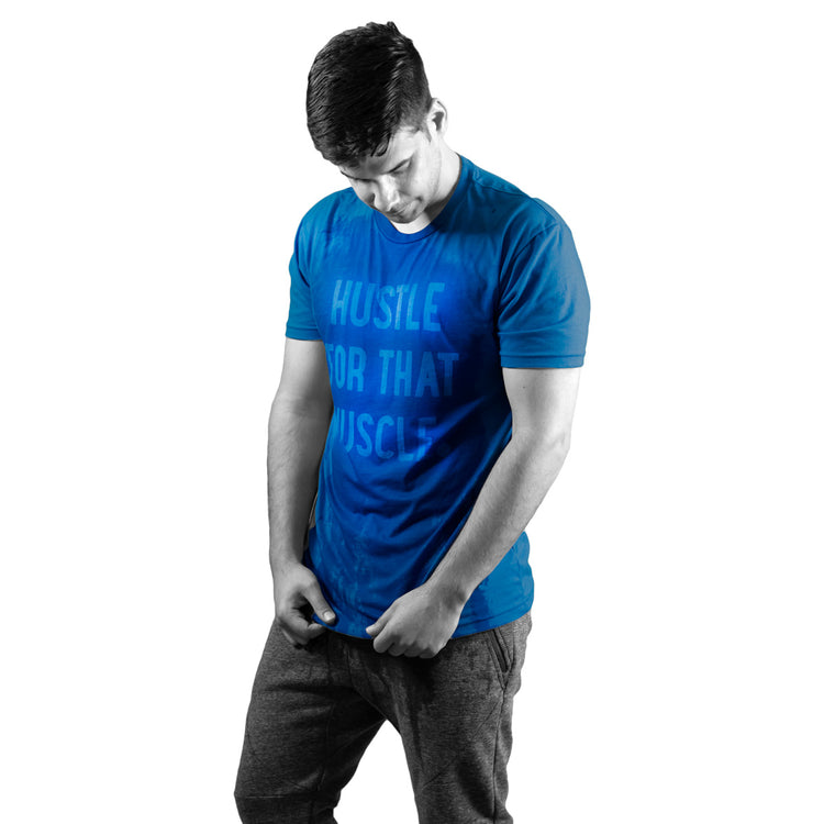 Workout Shirt Plus Size Men Blue Sweat Activated Tee