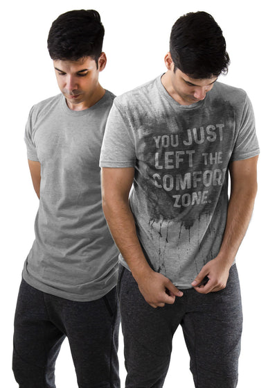 you just left the comfort zone Sweat Activated Workout Grey Tee for Men